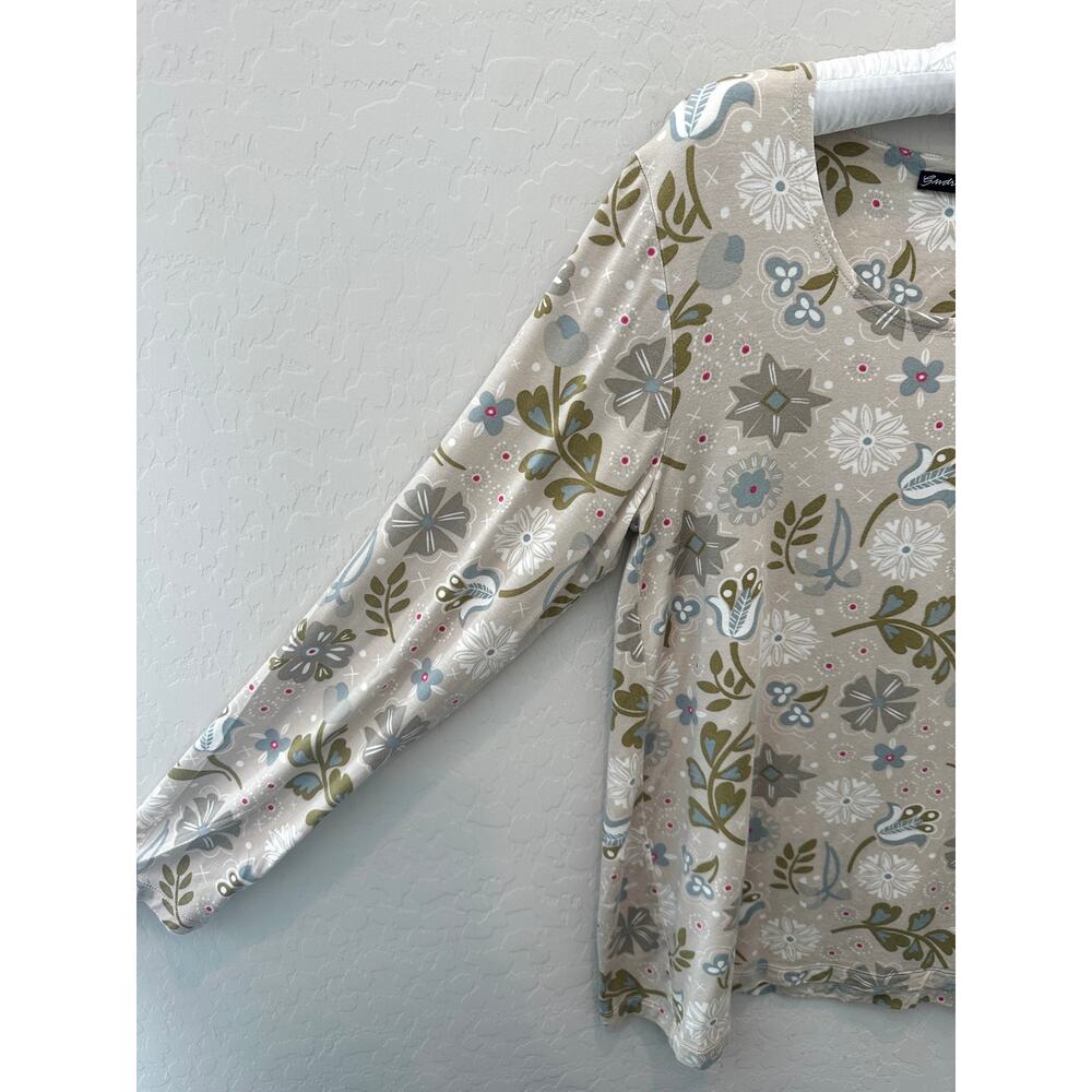 GUDRUN SJODEN Floral Lyocell Long Sleeve Tee Scandinavian Artsy Boho | Medium - Picture 3 of 7
